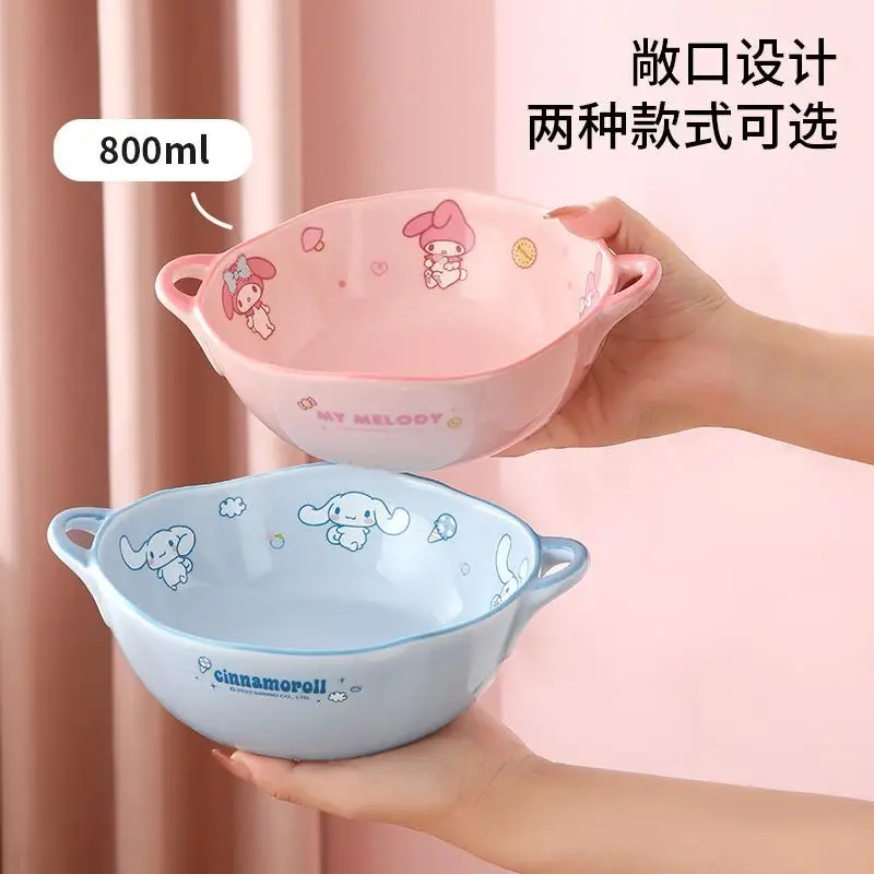 

Sanrio Cinnamoroll My Melody Anime Kawaii Ins Double Ear Soup Bowl Cute Cartoon Home Yogurt Salad Fruit Tableware Gifts Toys