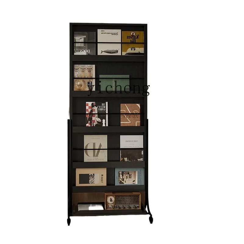 

XL retro newspaper shelf medium and ancient style mobile storage bookshelf full-body mirror