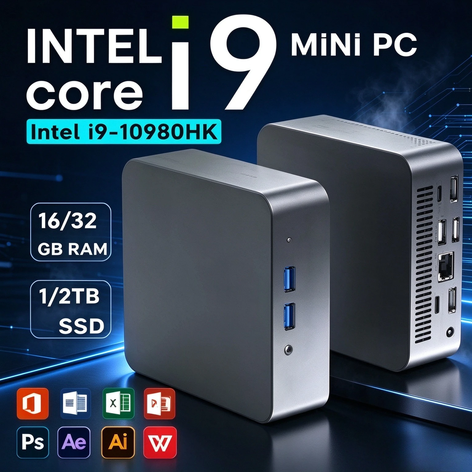 새로운 MINI 컴퓨터, 코어 i9 10980HK 프로세서, 16GB RAM, 1TB/2TB SSD, Wi-Fi, 블루투스 5.2, 4K HD, 게이밍, 사무용, 학습용 PC