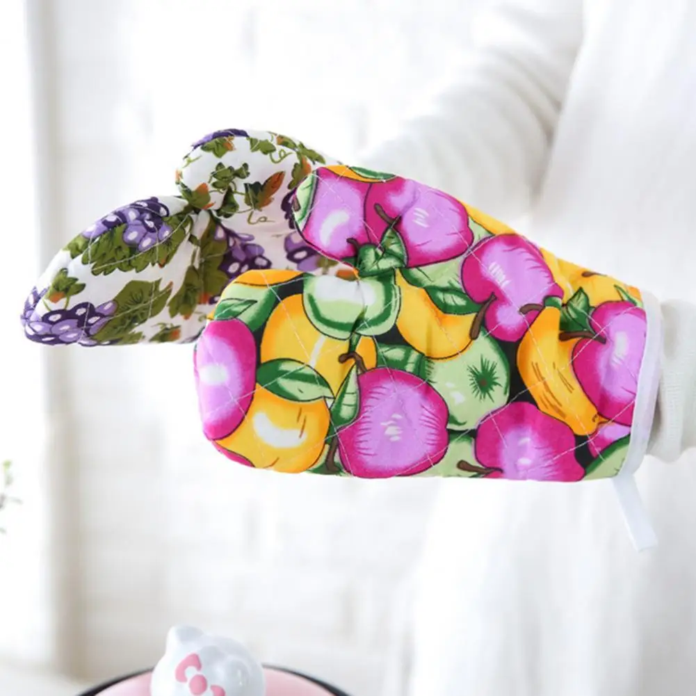 Soft Microwave Gloves Oven Mitts Thick Cotton Oven Gloves 1Pc Random Colors Pot Holders Cotton Lining Kitchen Accessories