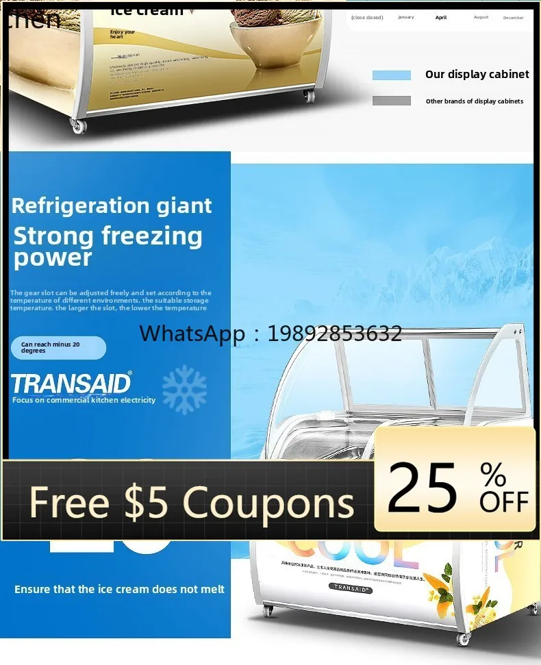 

Ice Cream Display Ice Cream Cabinet Ice Cream Thick Cut Fried Yogurt Popsicles Frozen Hard Freezer Commercial Deluxe