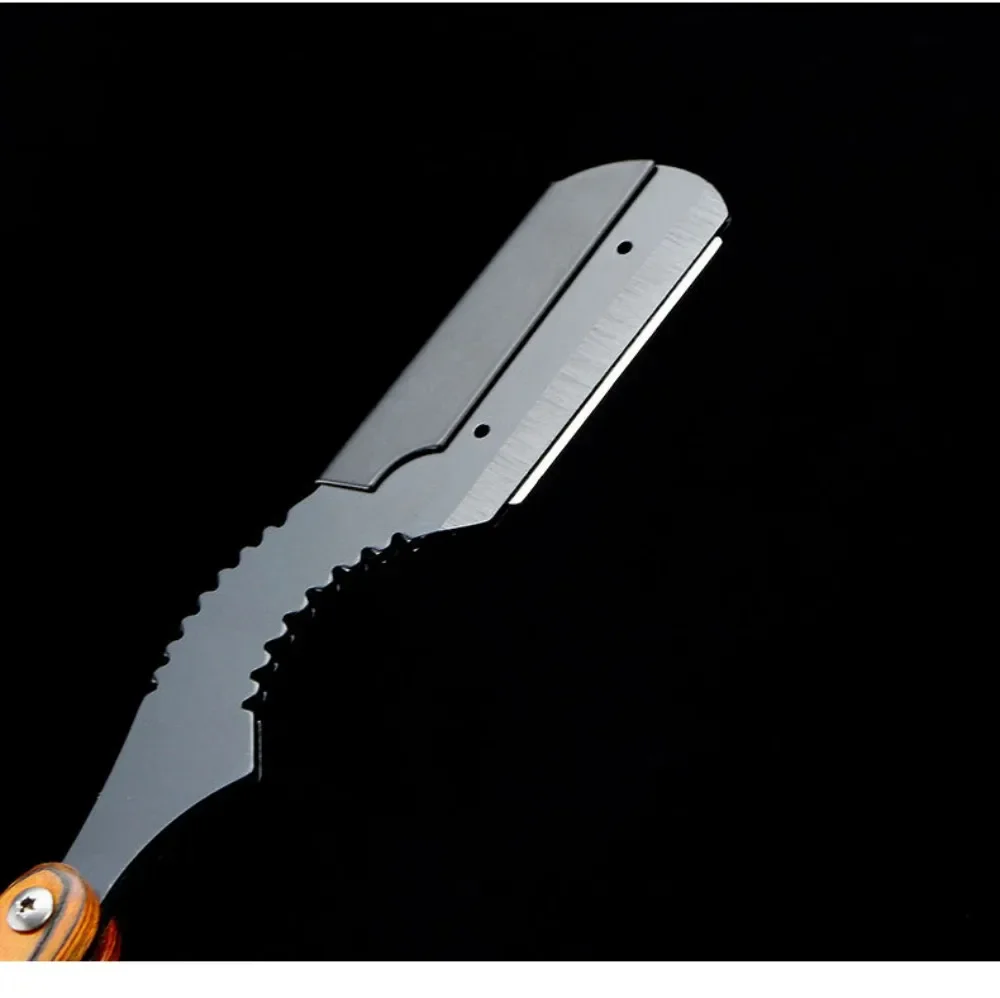 ماكينة حلاقة احترافية للرجال ماكينة حلاقة يدوية بحافة مستقيمة من الفولاذ المقاوم للصدأ ماكينة حلاقة قابلة للطي مع شفرة #3