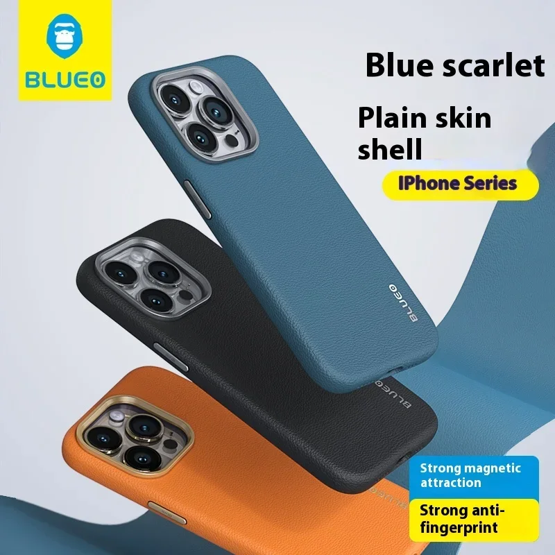 Blueo Silicone Case For Iphone15 Pro Max Shockproof Full Protective Case Premium Leather Magnetic Phone Case Anti-Drop Case Gift