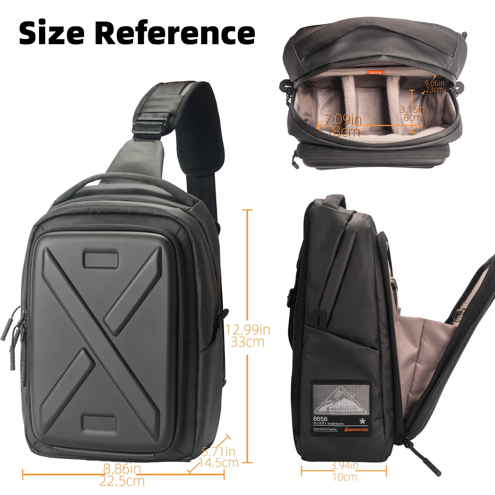 Besnfoto EVA Hard Shell Camera Bag Waterproof Sling Shoulder Crossbody Pouch for DSLR Mirrorless Camera Lens Dji Mini