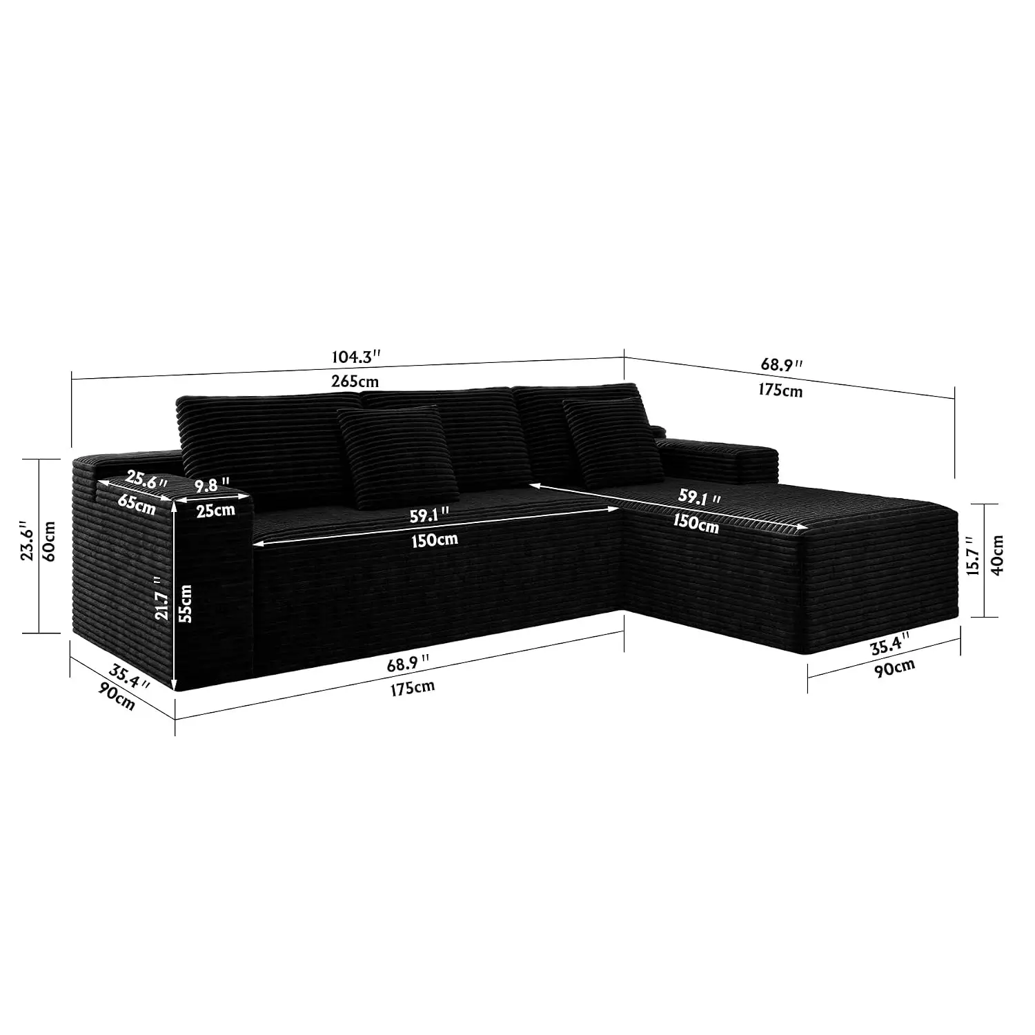 Modular Sectional Sofa, Reversible Chaise Cloud Couch, Living Room Furniture, Customized