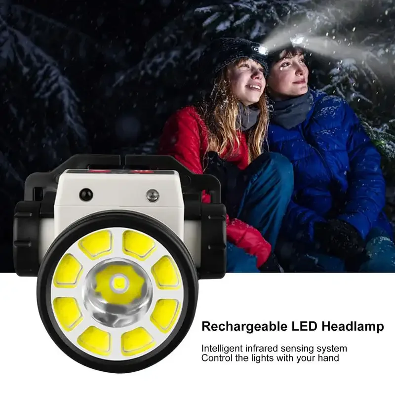 COB Bright Headlamp Rechargeable Smart Sensor Headlight Portable Magnetic Work Light Outdoor Camping Waterproof Emergency Lamp