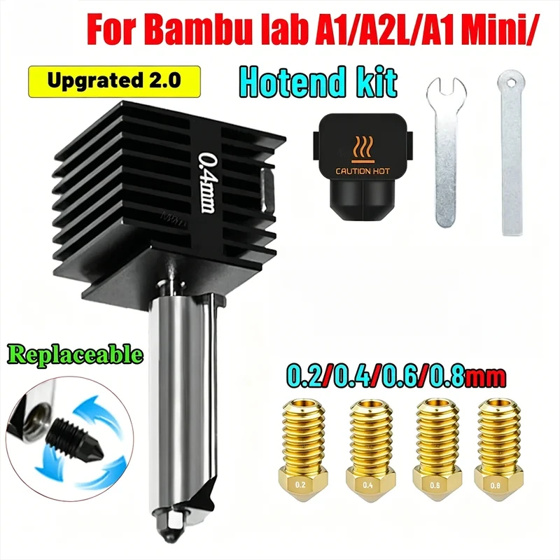 Upgrade 2.0 Hotend Per Bambu Lab A1, Ugello Per Bambu Lab A1 Mini/A2L, Ugello In Acciaio Temprato Per Bambu Lab A1, Hotend A1 Min-image