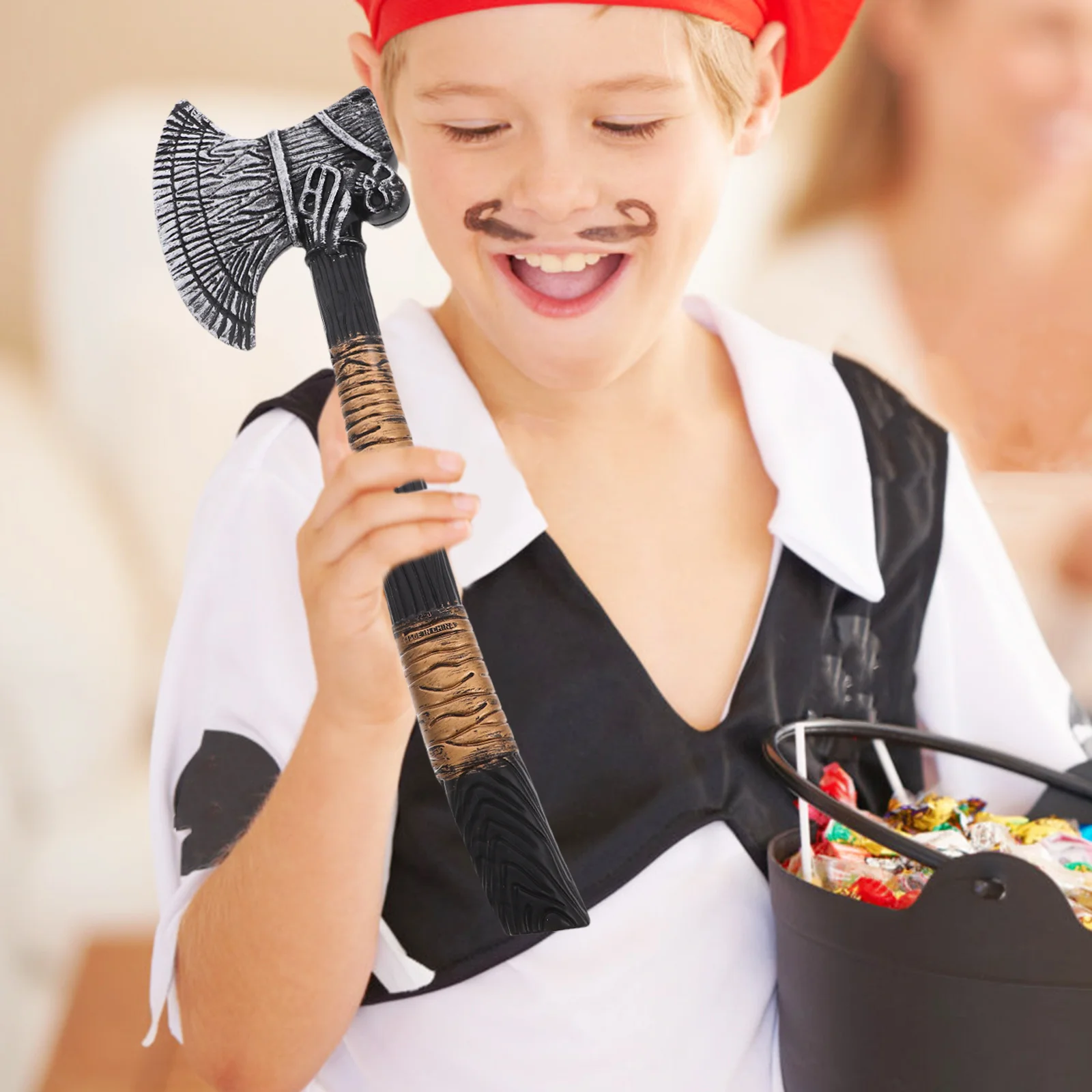 

Plastic Black Pirate Axe Halloween Prop Vintage Skull Hatchet for Costume Cosplay Party Decoration Plastic Axes