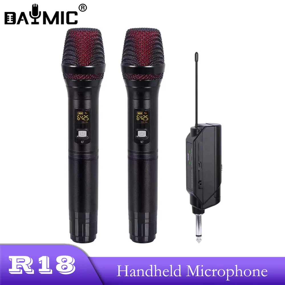 

AOSHEN R18 Portable Long Range Radio UHF Blue FM Capsule Dynamic Cordless Gaming Mic Professional Karaoke Wireless Microphone