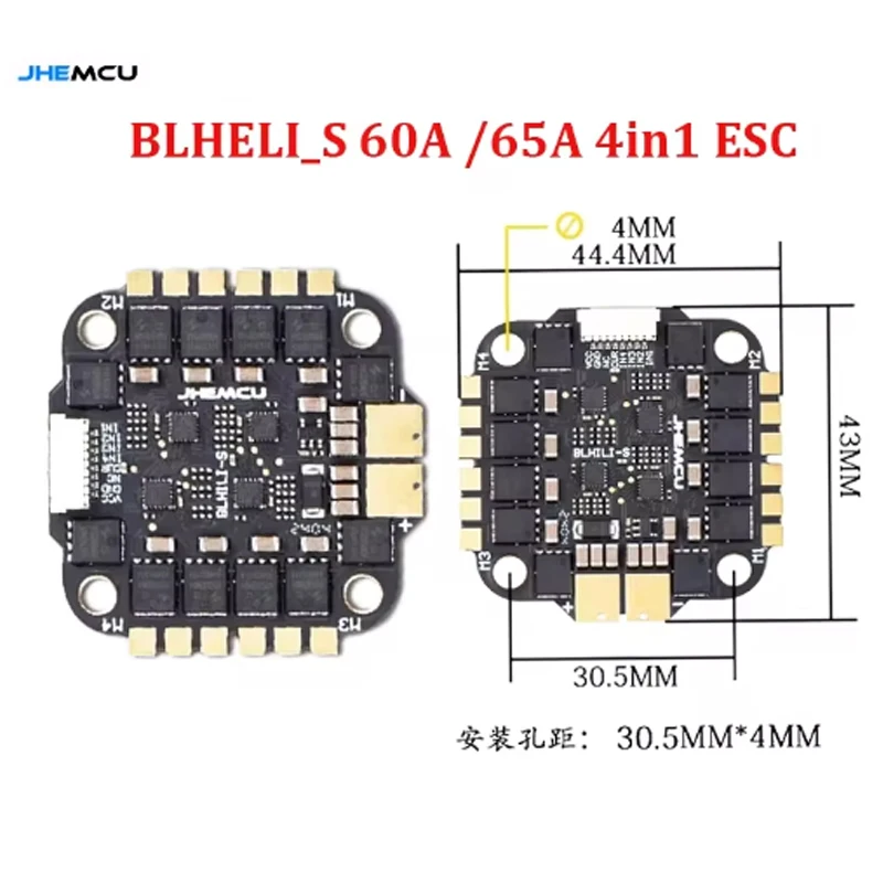 JHEMCU RuiBet BLHELI_S 4in1 ESC 60A 65A 30X30mm for FPV Freestyle Drones DIY Parts