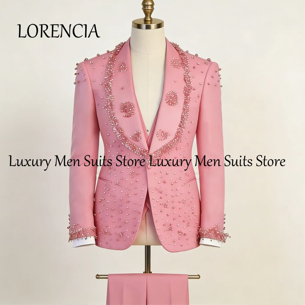

Luxury Crystal Suits for Male 3 Pieces Shawl Collar Tuxedos Wedding Groom Customized Blazer Pants Vest jaqueta masculina couro