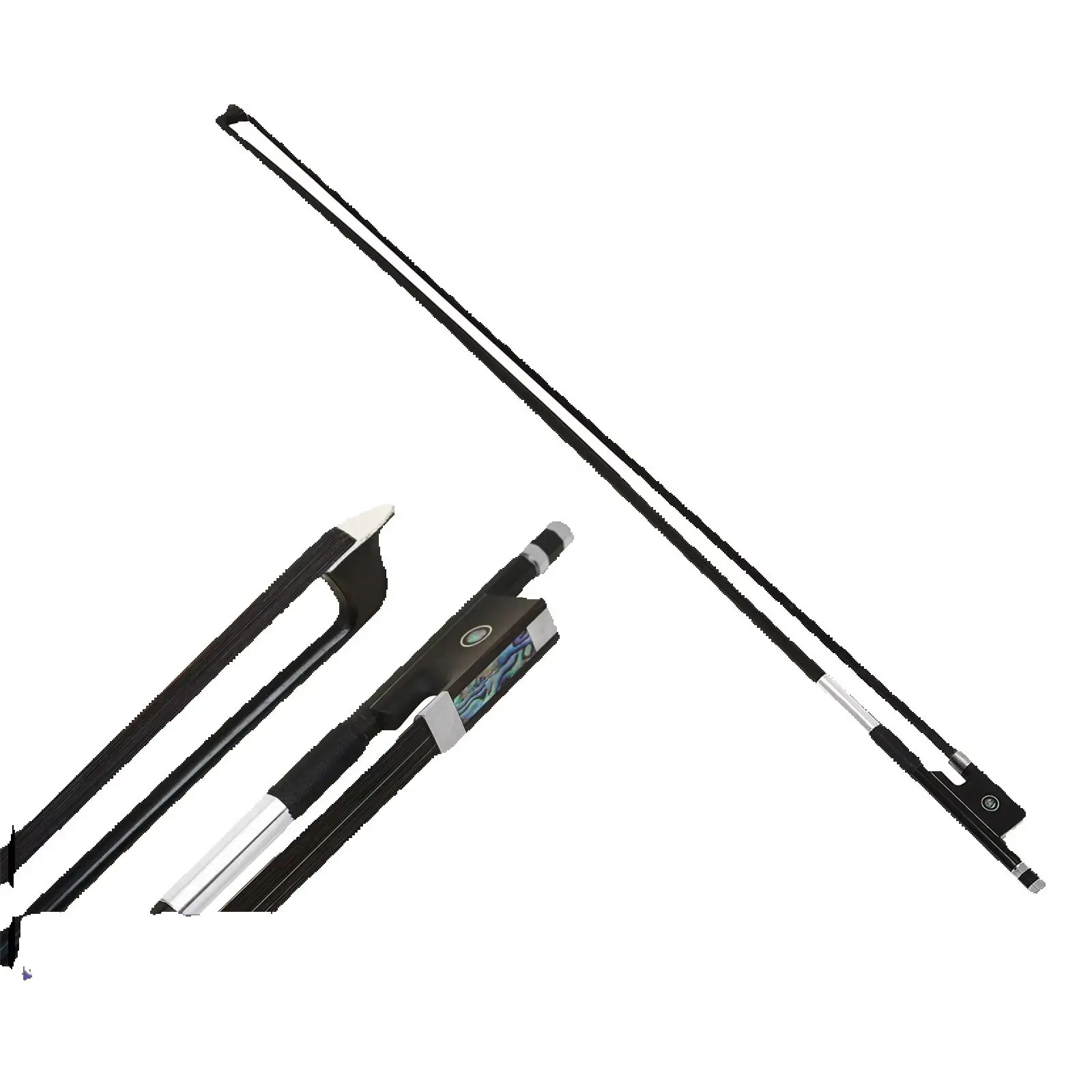 M MBAT Carbon Fiber Violin Bow Black Carbon Bow 4/4 Violin Bow Ebony Black Horsehair Carbon Fiber Rod For Practice And Concerts