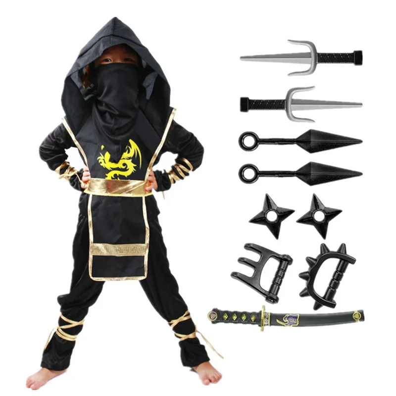 Ninja-Halloween-Kostüm für Jungen mit inklusive Zubehör für Kinder, beste Geschenke, Ninja-Spielzeug, Geburtstagsgeschenk, Feiertags-Revelry