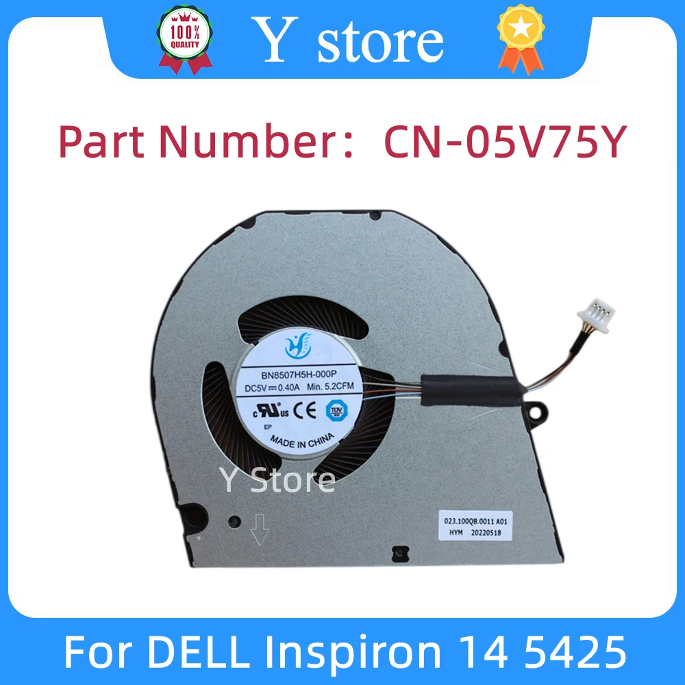 

Y Store Laptop CPU Cooling Fan For Dell Inspiron 14 5425 Cooler 05V75Y 5V75Y BN8507H5H-000P FPA9 023.100QB.0001 DC5V 4Pin