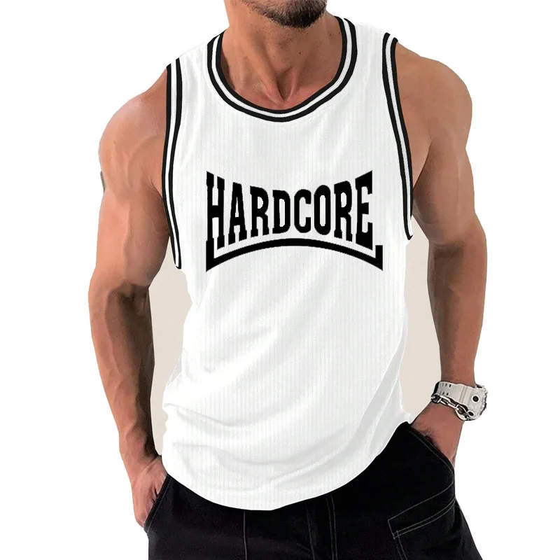 New fitness vest casual sports muscle men's T shirt Hardcore Ma1 Bomber Print fashion men's sleeveless shirt fitness Tank top