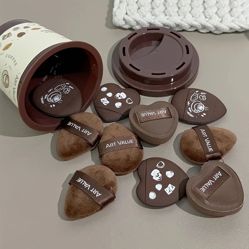 5 Stück Daumen-Make-up-Schwämme mit Mini-Kaffeetasse, tragbare Mischwerkzeuge für flüssige Grundierung, Puder, Rouge, kosmetische Applikatoren