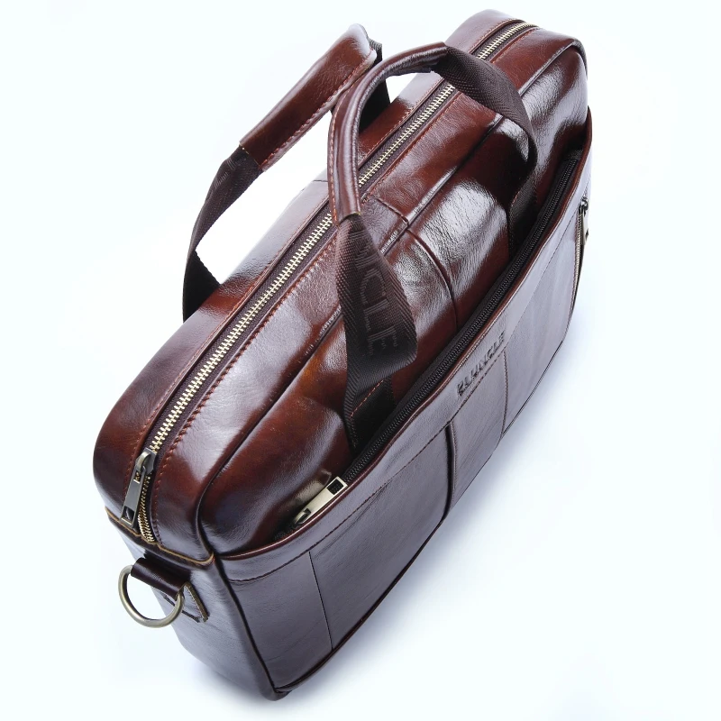 Pi Onkel Herren Leder Aktentasche Mode Handtasche Retro Umhängetasche Business Ordner Casual Herren tasche