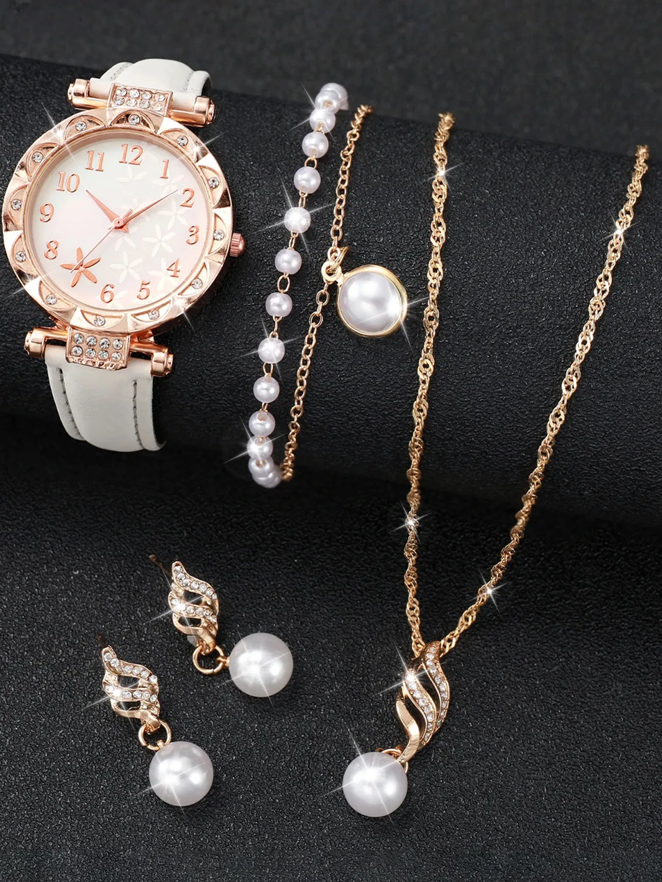 5pcs/2pcs Foreign Trade Top Five Piece Set Women's Watch Women's Watch Water Diamond Love Jewelry Gift Set