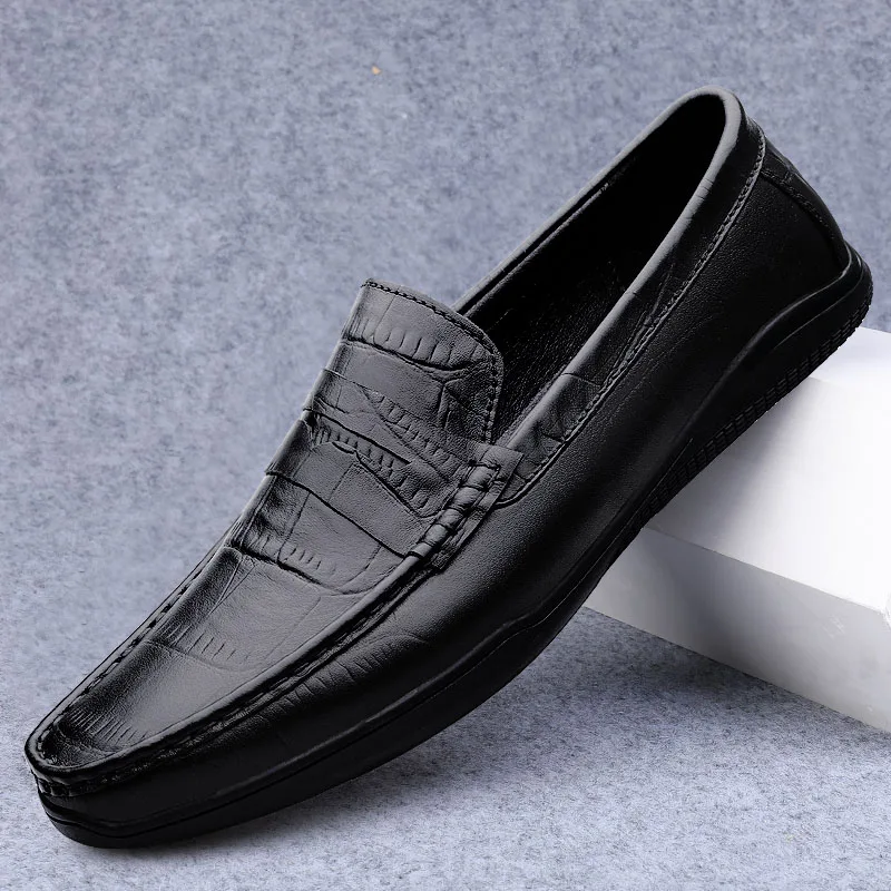 

Genuine leather Loafers Men Handmade Leather Shoes Casual Driving Flats Slip-on Shoes Luxury Comfy Moccasins Shoes for Men