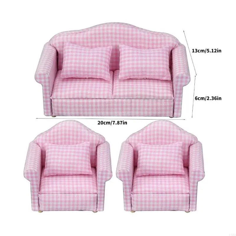 مجموعة أريكة للأثاث دمية للأثاث الخشبي لـ 1/12 Doll House Display Decoration L8RB #6
