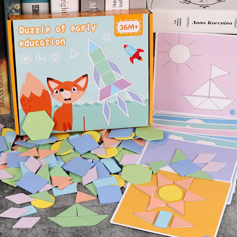 Kinder Magnetische Tangram Puzzel Speelgoed Intelligentie Kleuterschool Bouwstenen Voor Vroeg Onderwijs Verzamelde Jongens En Meisjes Speelgoed