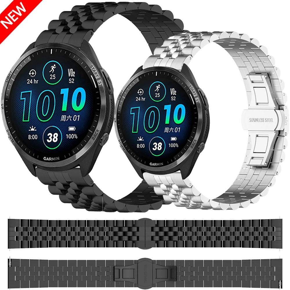 22mm Metal Strap for Garmin Forerunner 255 265 955 965 745 Replaceable Stainless steel Wristband for Garmin Vivoactive 4/Venu 3