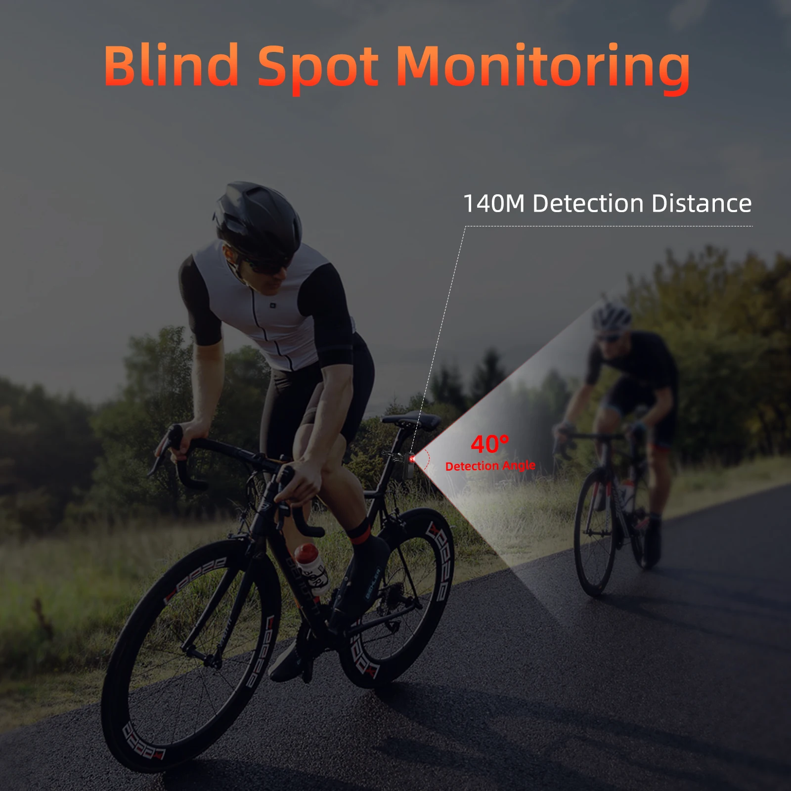 Wsdcam Rechargeable Lamp USB Bike Rear Tail Lights Waterproof Radar Detection Cycling Lamp 5 Mode Blind Spot Monitor