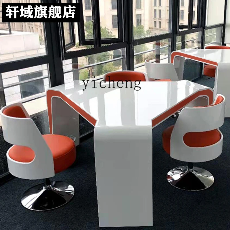 YFY  small leisure reception negotiation table exhibition hall sales triangle office table and chair meeting combination