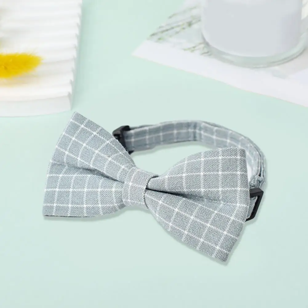 Classic Pet Collar Adjustable England Style Plaid Pet Bow Tie Collar for Comfortable Lightweight Dog Cat Accessory for Small