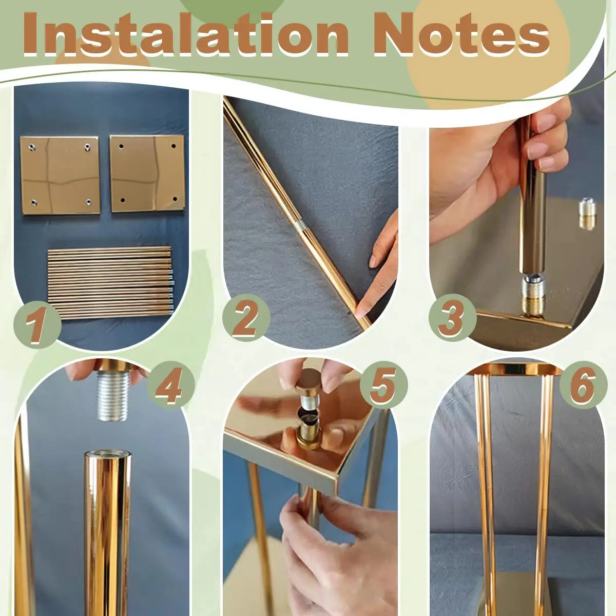 Centrotavola con supporto per fiori in oro da 6 pezzi per tavolo da matrimonio Vasi in metallo alti 31,5 pollici Supporto per fiori geometrici per la decorazione della festa