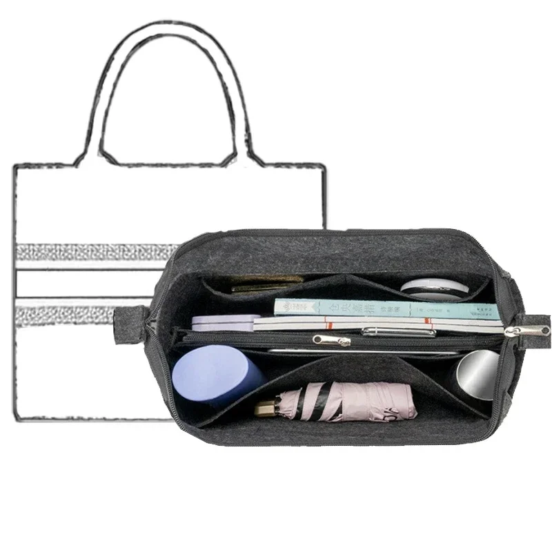 Large Capacity Felt Liner Organizer Storage For Dior Book Tote Handbag Portable Small Makeup Bag Anti Wear Accessories