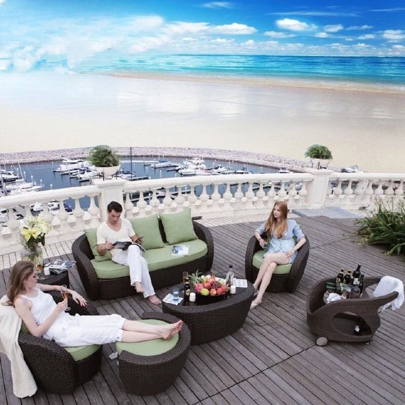 Outdoor rattan sofa, garden balcony, rattan art sofa, courtyard, indoor creative leisure sofa combination