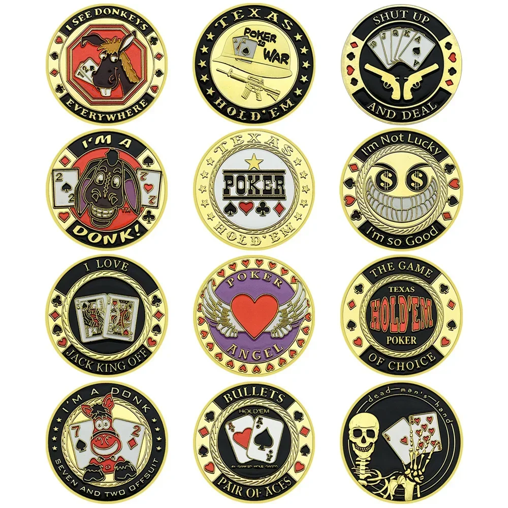 Lucky Coins Casino Crafts Texas Hold'em Las Vegas Poker Chips Game  Gold Plated Medal Holiday Gift Fans Collection