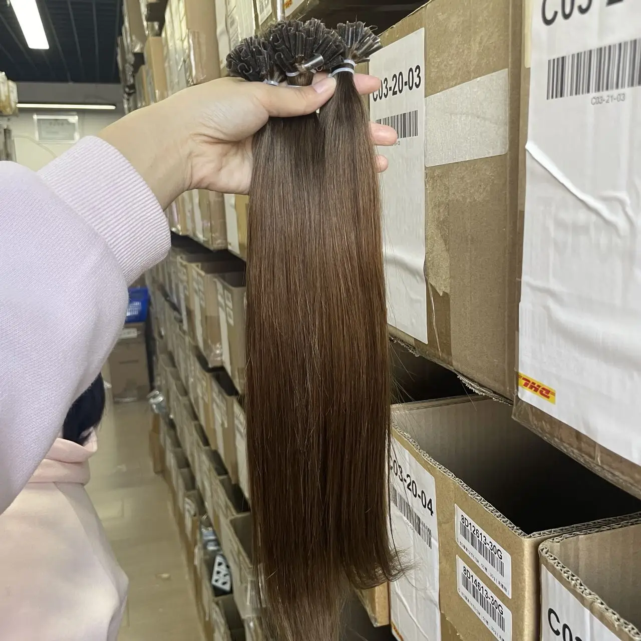 وصلات شعر على شكل حرف U لون بني 4 #   100% وصلات شعر بشري قبل المستعبدين 30 جرام/50 ثانية الساخن الانصهار الكيراتين الترابط الشعر 12-20in