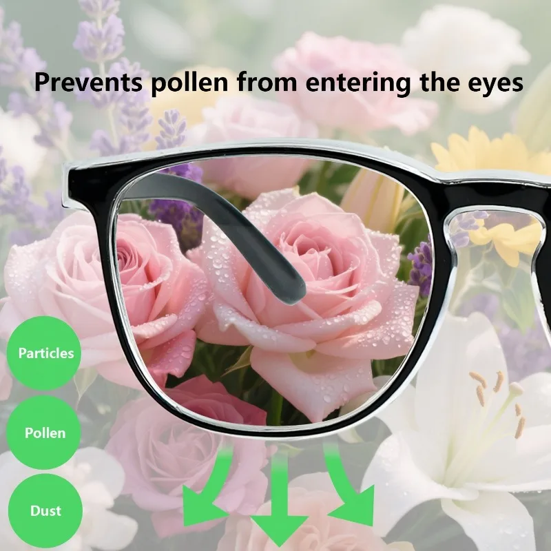 Anti Pollen Safety Glasses Square Anti Fog Blue Light Blocking Glasses with Side Shields for School Daily Life view 3