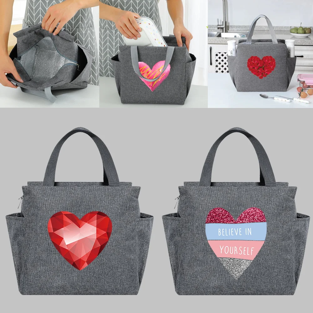 أكياس الغداء سستة حقيبة للحفاظ على البرودة المحمولة متعددة الوظائف سعة كبيرة علب الاغذية النساء نزهة الحرارية الحب سلسلة الطباعة حزمة الغذاء