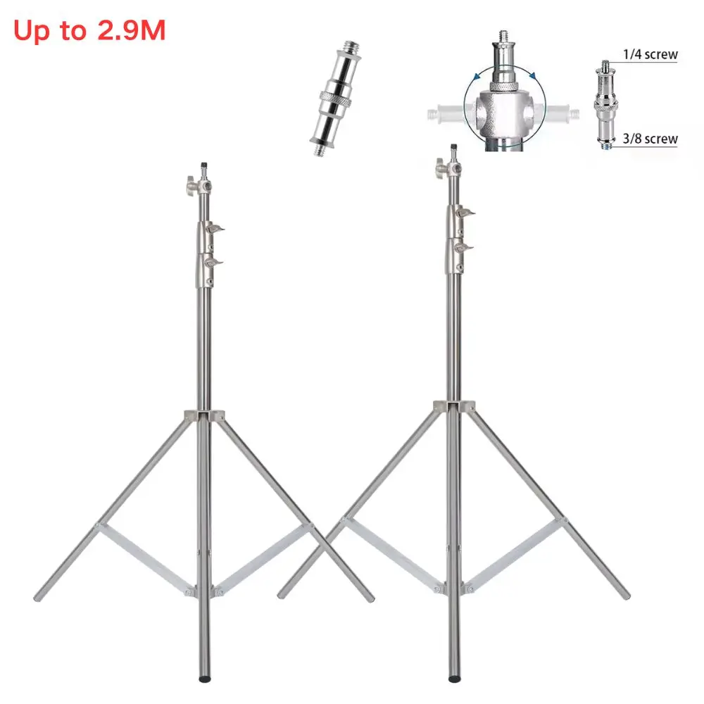 290cm Stainless Steel Tripod Metal Light Stand l Air Pressure Bearing 15kg For Ring Light Live Youtube and Photography Softbox