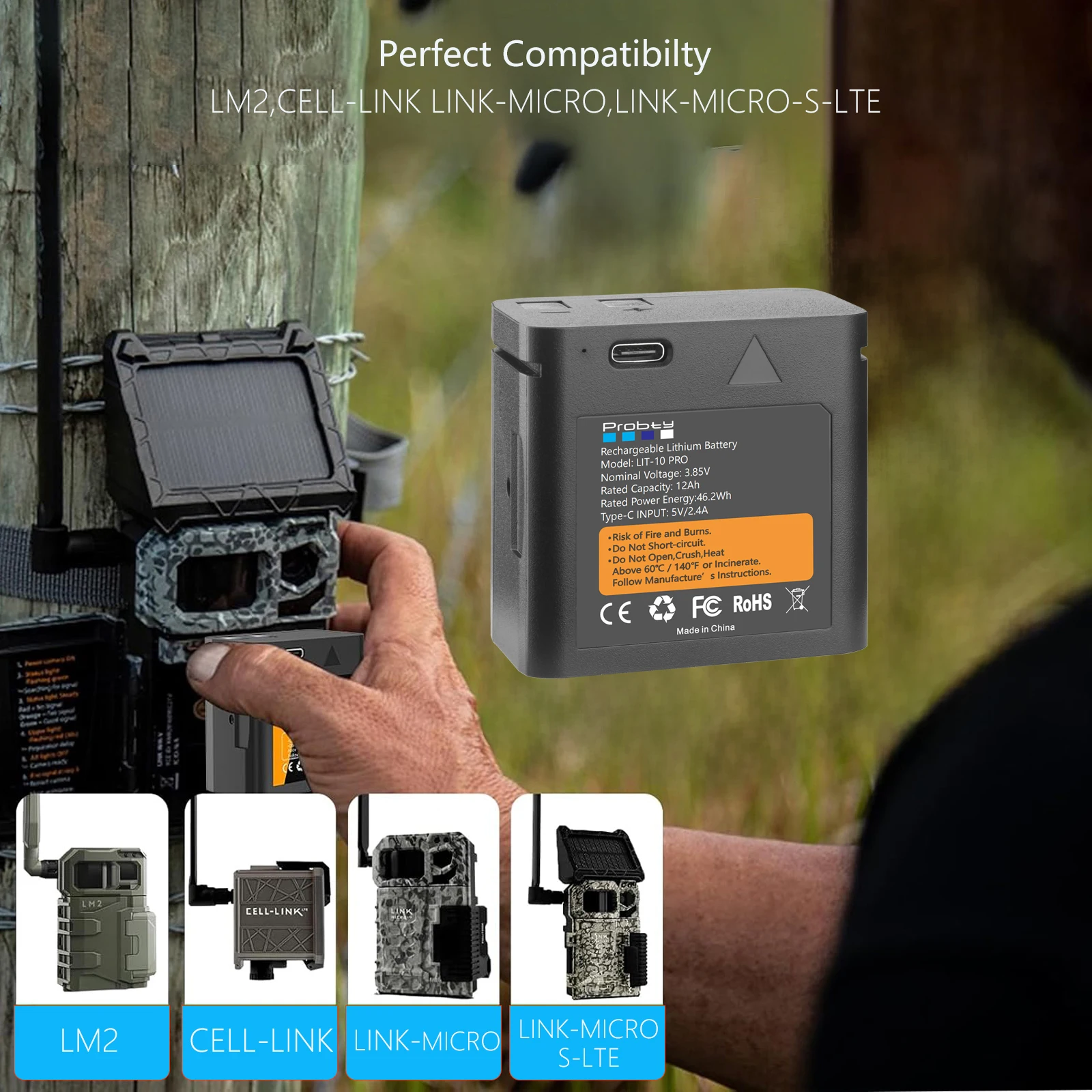 12 Ач для литиевой аккумуляторной батареи SPYPOINT LIT-10 для LINK-MICRO |   CELL-LINK для камер сотовой тропы для охоты