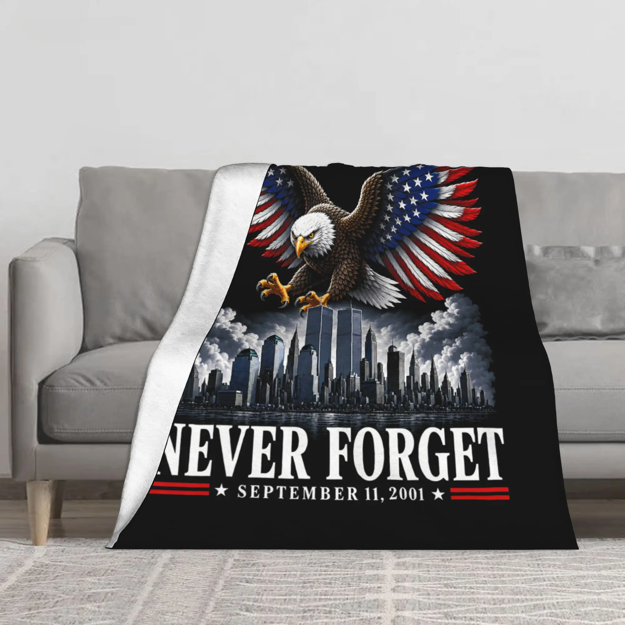 1PC Never Forget September 11 2001 Memorial Day Blanket Throw Super Cosy Plush Living Room Sofa