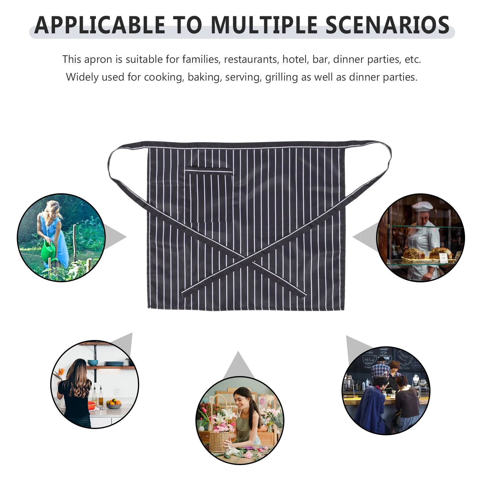 Black Half Apron Adjustable Waist Chef Apron Unisex for Cooking Baking Serving Waiter Waitress Server Aprons Server Aprons