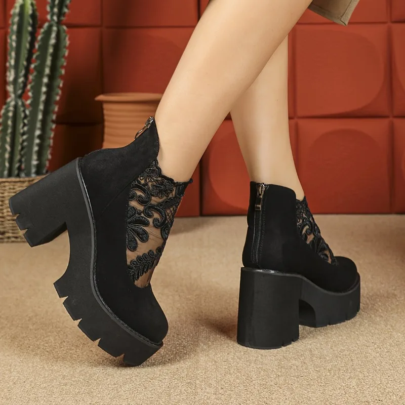 المرأة الدانتيل أحذية بكعب موضة السيدات صندل بتصميم روماني تنفس السيدات أحذية أنيقة السيدات مضخات شبكة جديدة Sandalias De Tacón