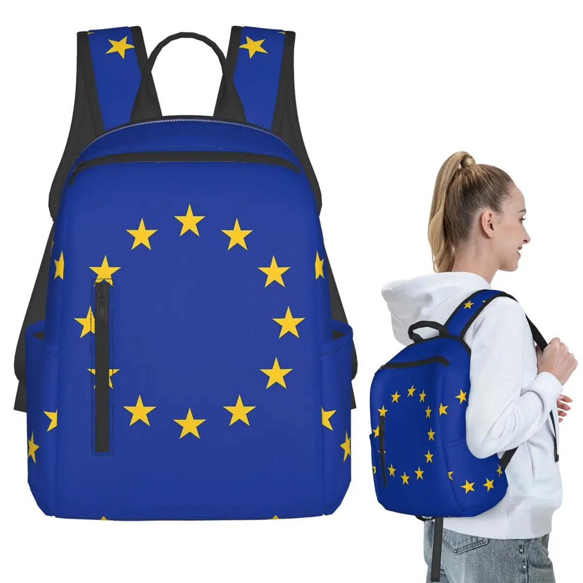 

EU Europe European Union European Flag EU Stars Backpack Student BookBag Kids School Bag Laptop Shoulder Bags Boys Girls