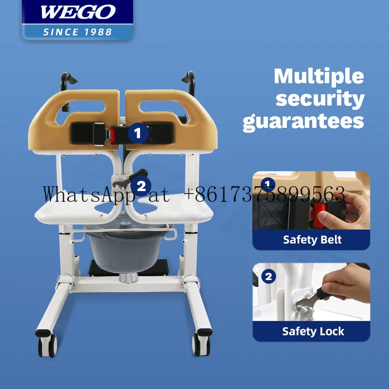 Hydraulic Patient Transfer Lift Elderly Disabled Nursing Lift Chair with Commode for Home Hospital Care by WEGO