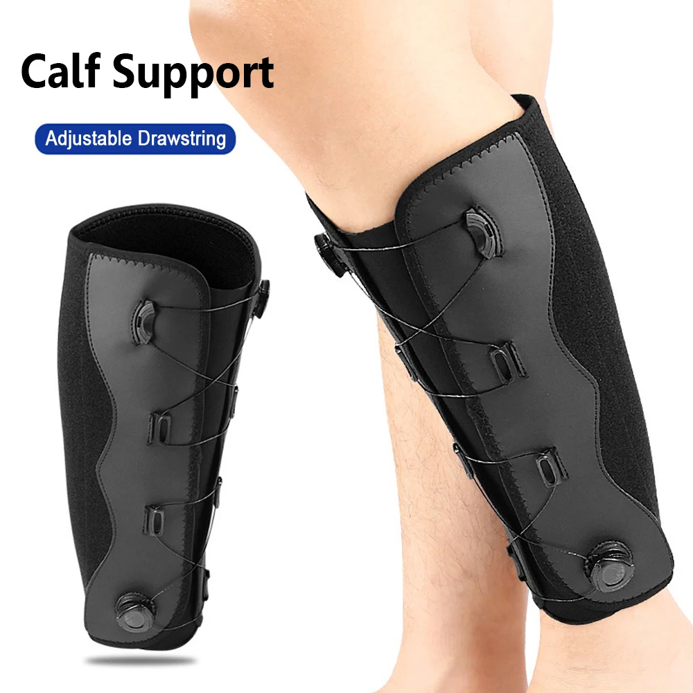 1Pcs Adjustable Drawstring Calf Brace Shin Splint Support, Leg Compression Wrap Reduces Muscle Swelling for Men Women Sport