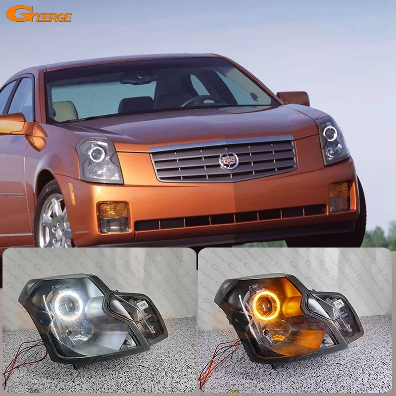 

For Cadillac CTS 2003 2004 2005 2006 2007 Ultra Bright A/W Switchback Day Light DRL Turn Signal Led Angel Eyes Kit Halo Rings