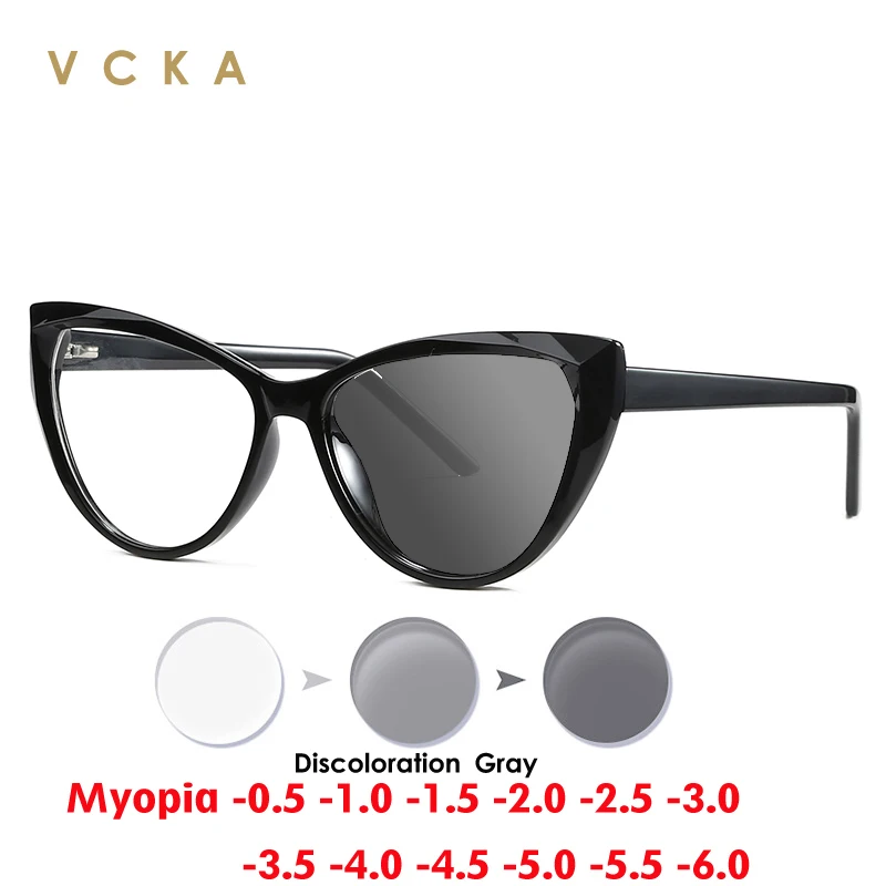 VCKA TR90 Cat Eye Women 2025 Anti Blue Light Prescription Reading Glasses Custom Optical Presbyopia Eyeglasses Frames -0.50~-10