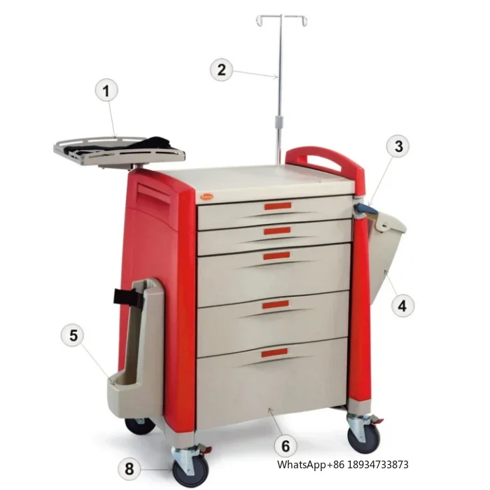 MT MEDICAL Hospital Furniture Instrument Dressing Emergency Treatment Trolley ABS Trolley In Plastic Medical Medicine