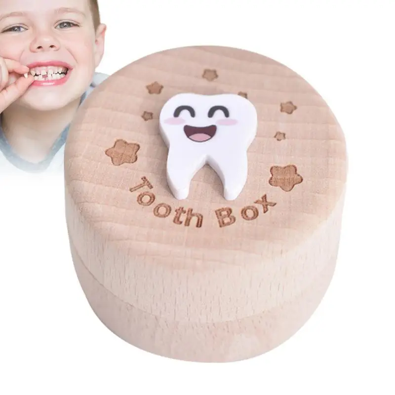 Tooth Fairy Box Wooden Tooth Saver Container Box Dropped Tooth Keepsake Storage Box Kids Birthday Souvenir Teeth And Hairs Case