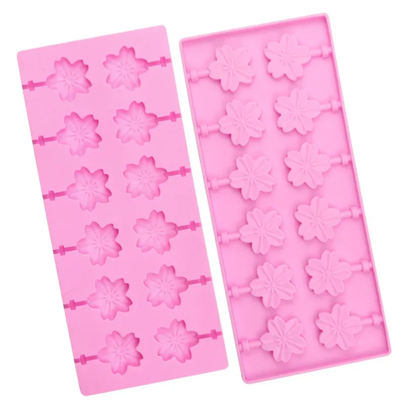 12 Cherry Blossoms, Silicone Lollipop Mold, Cheese Stick, Not with Stick XG293