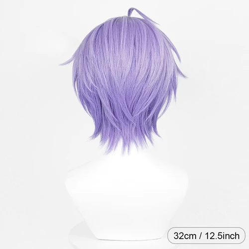 Imagen 2 del producto Peluca sintética recta corta morada, parte media, juego de Anime, Cosplay, peluca esponjosa resistente al calor para fiesta diaria